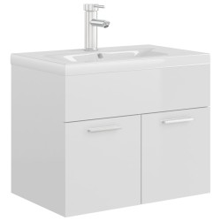 vidaXL Mueble con lavabo madera de ingeniería blanco brillo