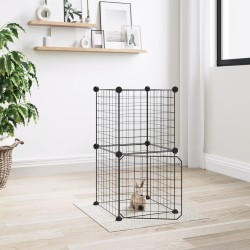 vidaXL Jaula para mascotas de 8 paneles con puerta acero negro 35x35cm