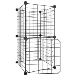 vidaXL Jaula para mascotas de 8 paneles con puerta acero negro 35x35cm