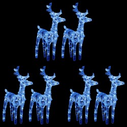 vidaXL Renos de Navidad 6 unidades 240 LED azul acrílico