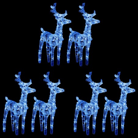 vidaXL Renos de Navidad 6 unidades 240 LED azul acrílico