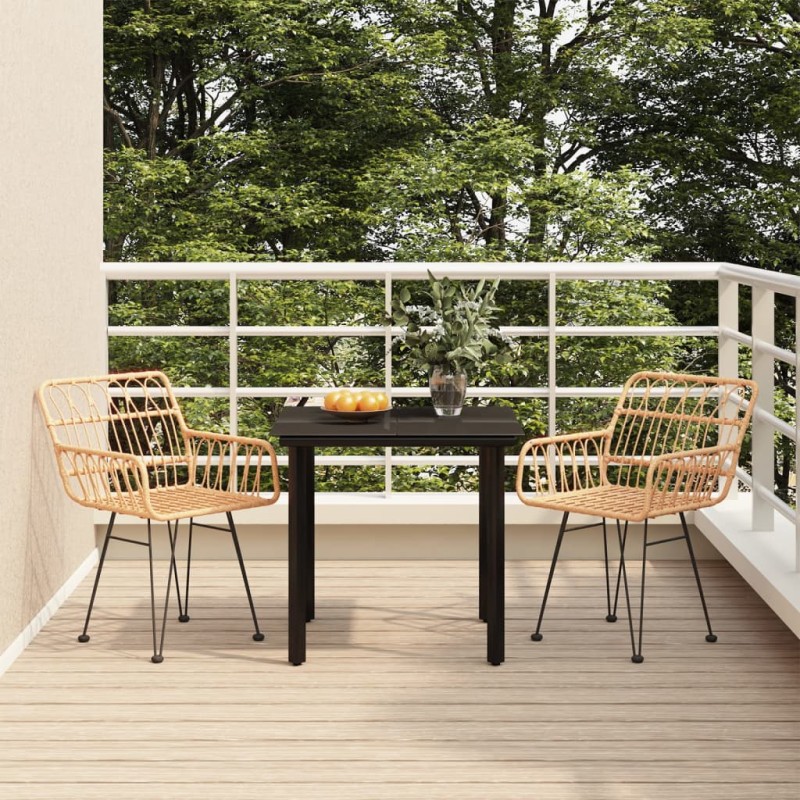 vidaXL Juego de comedor de jardín 3 piezas ratán sintético vidaXL Juego de comedor de jardín 3 piezas ratán sintético