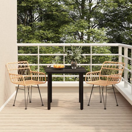 vidaXL Juego de comedor de jardín 3 piezas ratán sintético