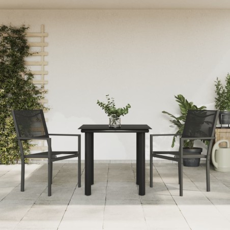 vidaXL Juego de comedor para jardín 3 piezas acero y textilene negro