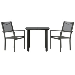 vidaXL Juego de comedor para jardín 3 piezas acero y textilene negro