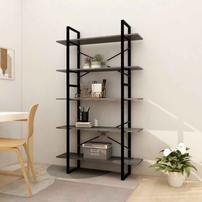 vidaXL Estantería de 5 niveles madera pino maciza gris 100x30x175 cm vidaXL Estantería de 5 niveles madera pino maciza gris 100x30x175 cm