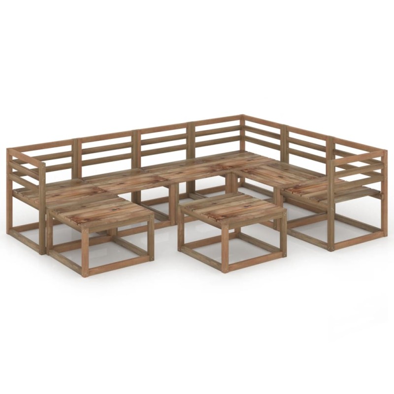 vidaXL Muebles de jardín 8 pzas cojines madera pino impregnada marrón vidaXL Muebles de jardín 8 pzas cojines madera pino impregnada marrón