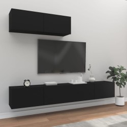vidaXL Set de muebles para TV 3 piezas madera contrachapada negro