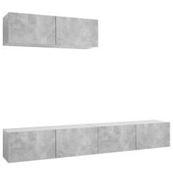 vidaXL Set de muebles de salón 3 pzas madera ingeniería gris hormigón