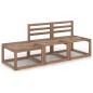 vidaXL Muebles de jardín 3 pzas cojines madera pino impregnada marrón vidaXL Muebles de jardín 3 pzas cojines madera pino impregnada marrón