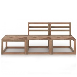 vidaXL Muebles de jardín 3 pzas cojines madera pino impregnada marrón