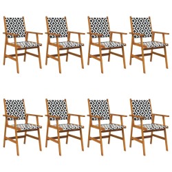 vidaXL Sillas jardín 8 unidades madera maciza acacia
