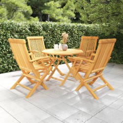 vidaXL Juego de comedor para jardín 5 piezas madera maciza teca