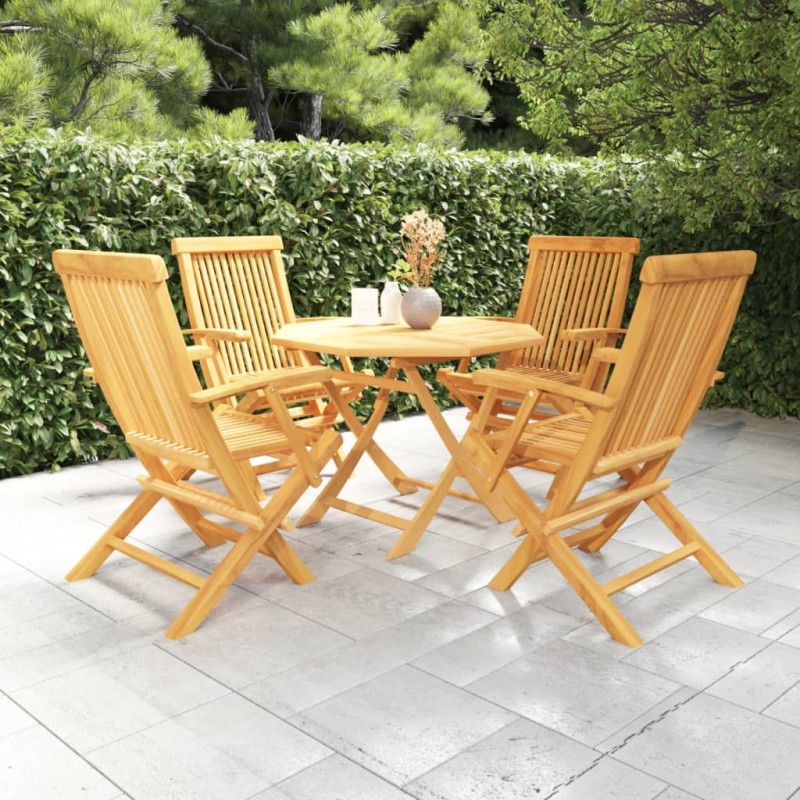 vidaXL Juego de comedor para jardín 5 piezas madera maciza teca vidaXL Juego de comedor para jardín 5 piezas madera maciza teca