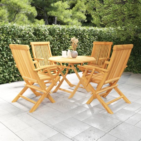 vidaXL Juego de comedor para jardín 5 piezas madera maciza teca