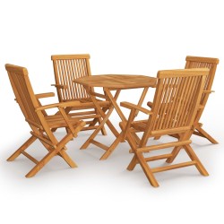 vidaXL Juego de comedor para jardín 5 piezas madera maciza teca