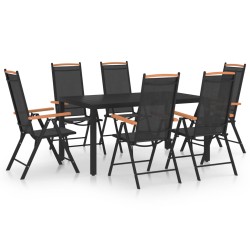 vidaXL Juego de comedor para jardín de 7 piezas aluminio negro