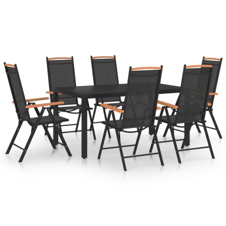 vidaXL Juego de comedor para jardín de 7 piezas aluminio negro