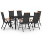 vidaXL Juego de comedor para jardín de 7 piezas aluminio negro