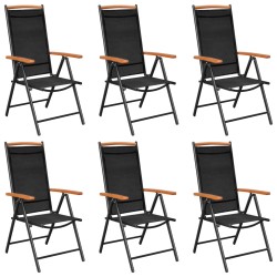 vidaXL Juego de comedor para jardín de 7 piezas aluminio negro