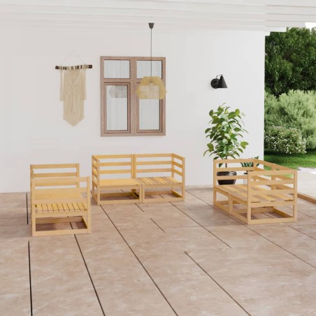 vidaXL Juego de muebles de jardín 6 piezas madera maciza de pino