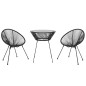 vidaXL Juego de comedor de jardín 3 piezas ratán PVC negro vidaXL Juego de comedor de jardín 3 piezas ratán PVC negro