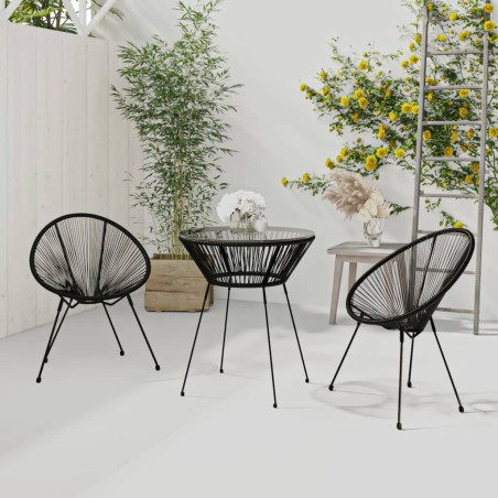 vidaXL Juego de comedor para jardín 3 piezas negro