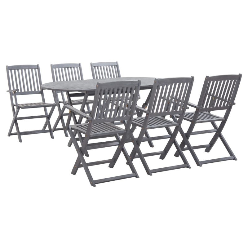 vidaXL Juego de comedor de jardín 7 pzas madera maciza de acacia gris vidaXL Juego de comedor de jardín 7 pzas madera maciza de acacia gris