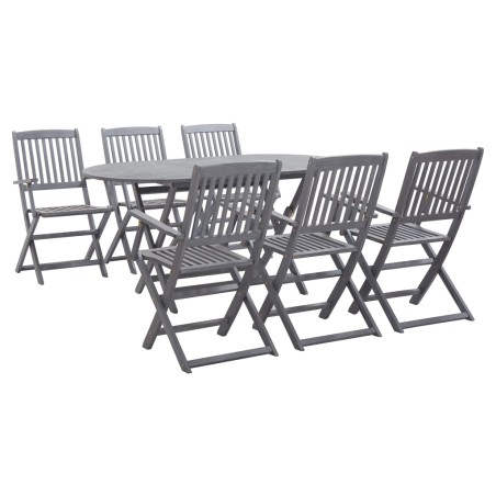 vidaXL Juego de comedor de jardín 7 pzas madera maciza de acacia gris