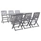 vidaXL Juego de comedor de jardín 7 pzas madera maciza de acacia gris vidaXL Juego de comedor de jardín 7 pzas madera maciza de acacia gris