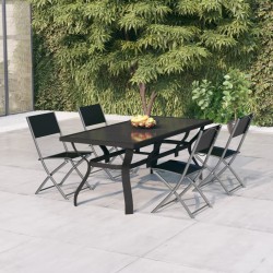 vidaXL Juego de comedor para jardín 5 piezas con cojines gris y negro