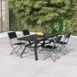 vidaXL Juego de comedor para jardín 5 piezas con cojines gris y negro vidaXL Juego de comedor para jardín 5 piezas con cojines gris y negro