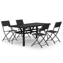 vidaXL Juego de comedor para jardín 5 piezas con cojines gris y negro