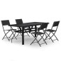 vidaXL Juego de comedor para jardín 5 piezas con cojines gris y negro vidaXL Juego de comedor para jardín 5 piezas con cojines gris y negro