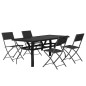 vidaXL Juego de comedor para jardín 5 piezas con cojines gris y negro vidaXL Juego de comedor para jardín 5 piezas con cojines gris y negro