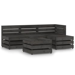 vidaXL Set de muebles de jardín 5 pzas madera de pino impregnada gris