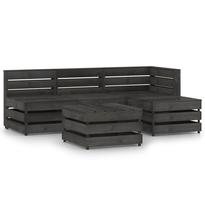 vidaXL Set de muebles de jardín 5 pzas madera de pino impregnada gris