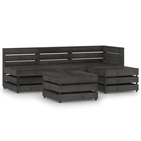vidaXL Set de muebles de jardín 5 pzas madera de pino impregnada gris