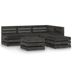 vidaXL Set de muebles de jardín 6 pzas madera de pino impregnada gris