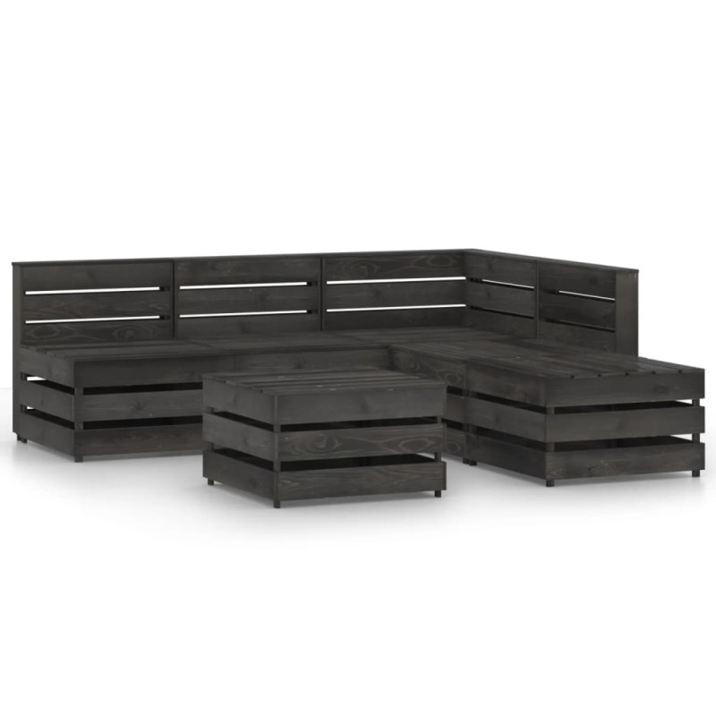 vidaXL Set de muebles de jardín 6 pzas madera de pino impregnada gris vidaXL Set de muebles de jardín 6 pzas madera de pino impregnada gris