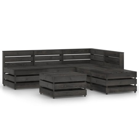 vidaXL Set de muebles de jardín 6 pzas madera de pino impregnada gris