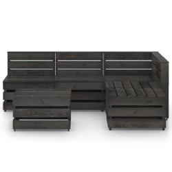 vidaXL Set de muebles de jardín 6 pzas madera de pino impregnada gris