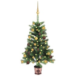 vidaXL Árbol de Navidad artificial con luces y bolas verde 65 cm
