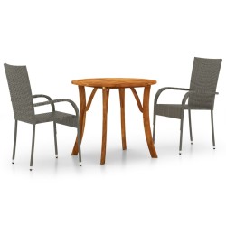 vidaXL Juego de comedor de jardín de 3 piezas gris
