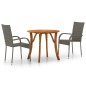vidaXL Juego de comedor de jardín de 3 piezas gris