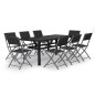 vidaXL Juego de comedor de jardín 9 piezas gris y negro
