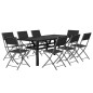 vidaXL Juego de comedor de jardín 9 piezas gris y negro