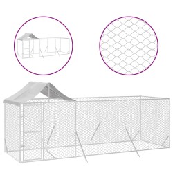 vidaXL Perrera de exterior con techo acero galvanizado plata 6x2x2,5 m
