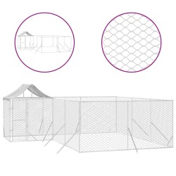 vidaXL Perrera de exterior con techo acero galvanizado plata 6x6x2,5 m