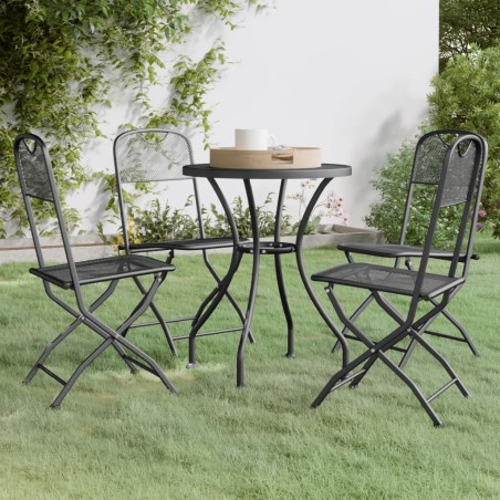 vidaXL Set de comedor de jardín 5 pzas malla metal expandido antracita